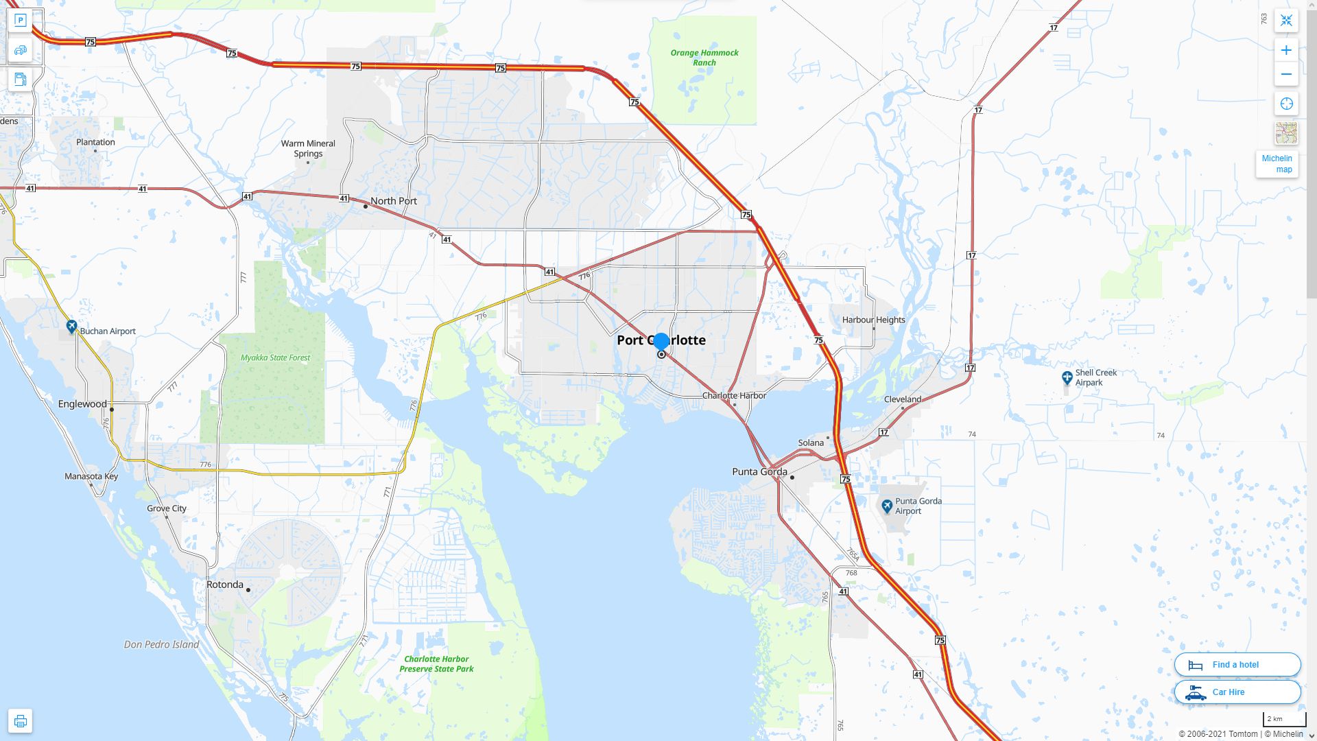 Port Charlotte Florida Highway and Road Map